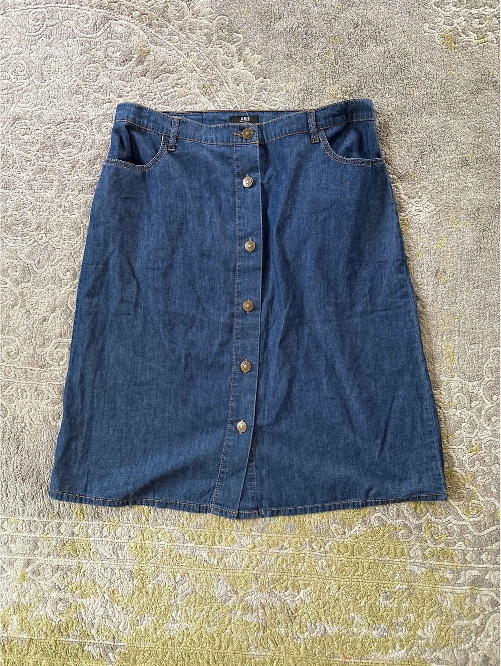 Denim knee length skirt retro collegiate fall vibes ABS 29, excellent - Picture 1 of 4
